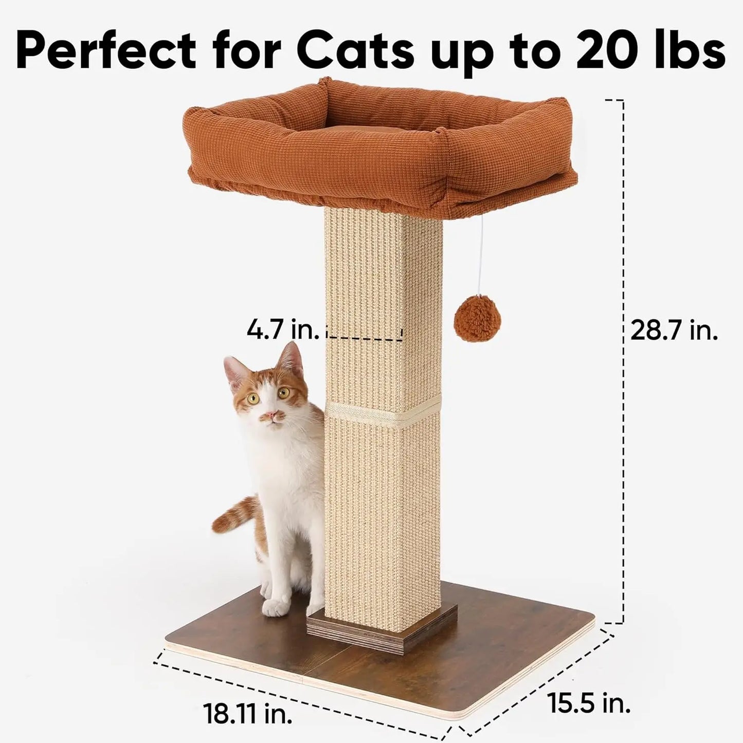 Cat Scratching Post, Retro-Style Tall Scratch Posts with Perch for Infoor Cats Adults, Large Cat