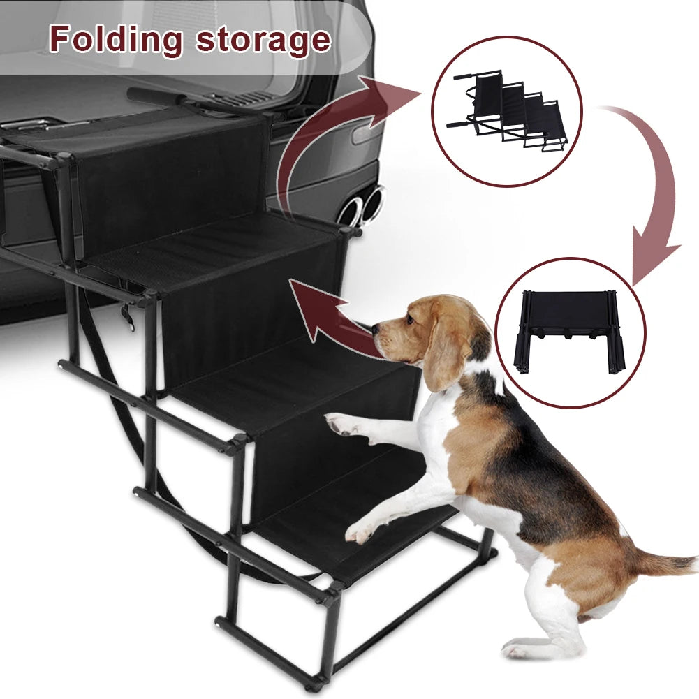 4 Steps Pet Ramp Foldable Dog Pet Ramp with Nonslip Surface Pet Ladder Dog Car Steps Folding Pet Stairs Ramp for Car