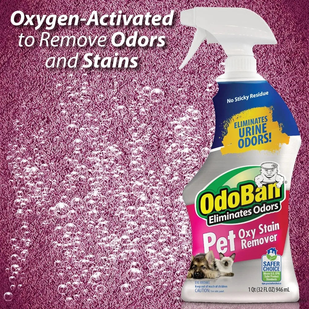 Pet Solutions Oxy Stain Remover, Pet Stain Eliminator, Made in the USA, 10-Pack, 32 Ounce Spray Each