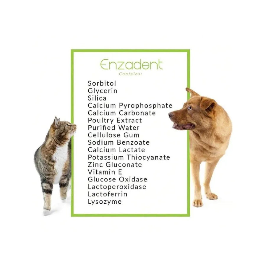 【New style】Enzadent Enzymatic Toothpaste Kit + Fingerbrush and Dual-End Toothbrush For Cats and Dogs 3.2 Oz, Poultry Flavor Ora