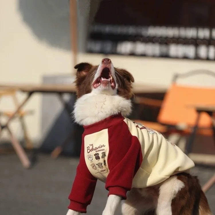 Cartoon Pattern Large Dog Hoodie Sweatshirt Autumn Winter Warm Pullover Pet Coat Suitable For Medium Large Dogs Husky Pitbull