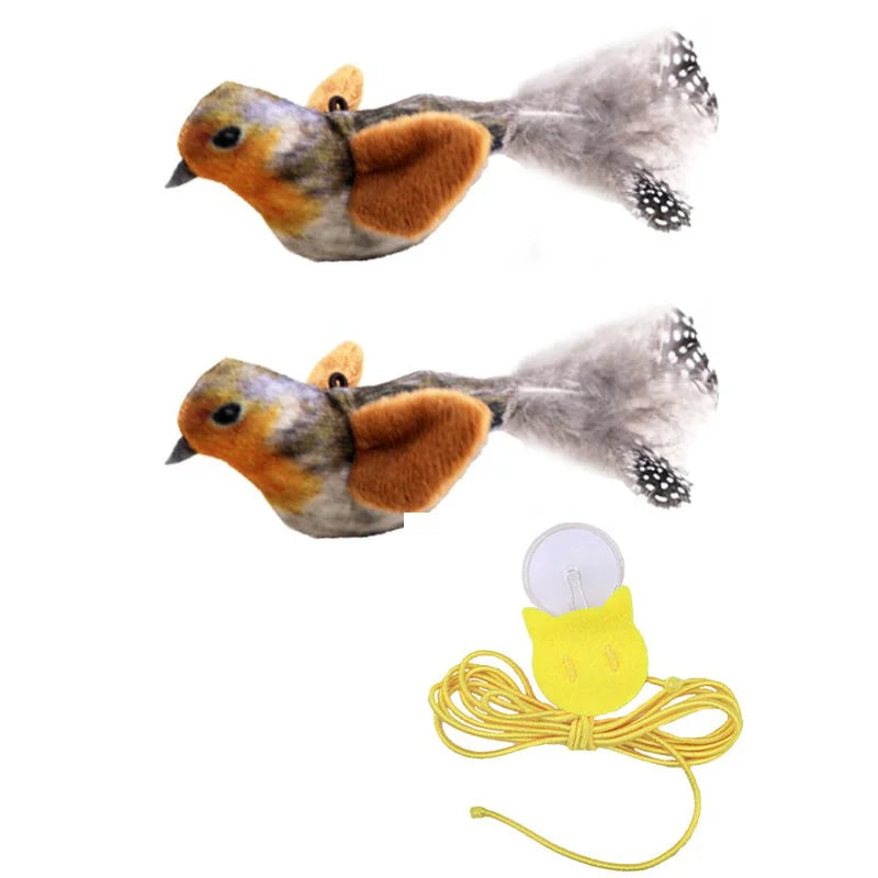 Interactive Touch-Activated Flapping Bird Cat Toy Plush Sparrow Kicking Toy with Realistic Chirping Sound, Suitable for Exercise