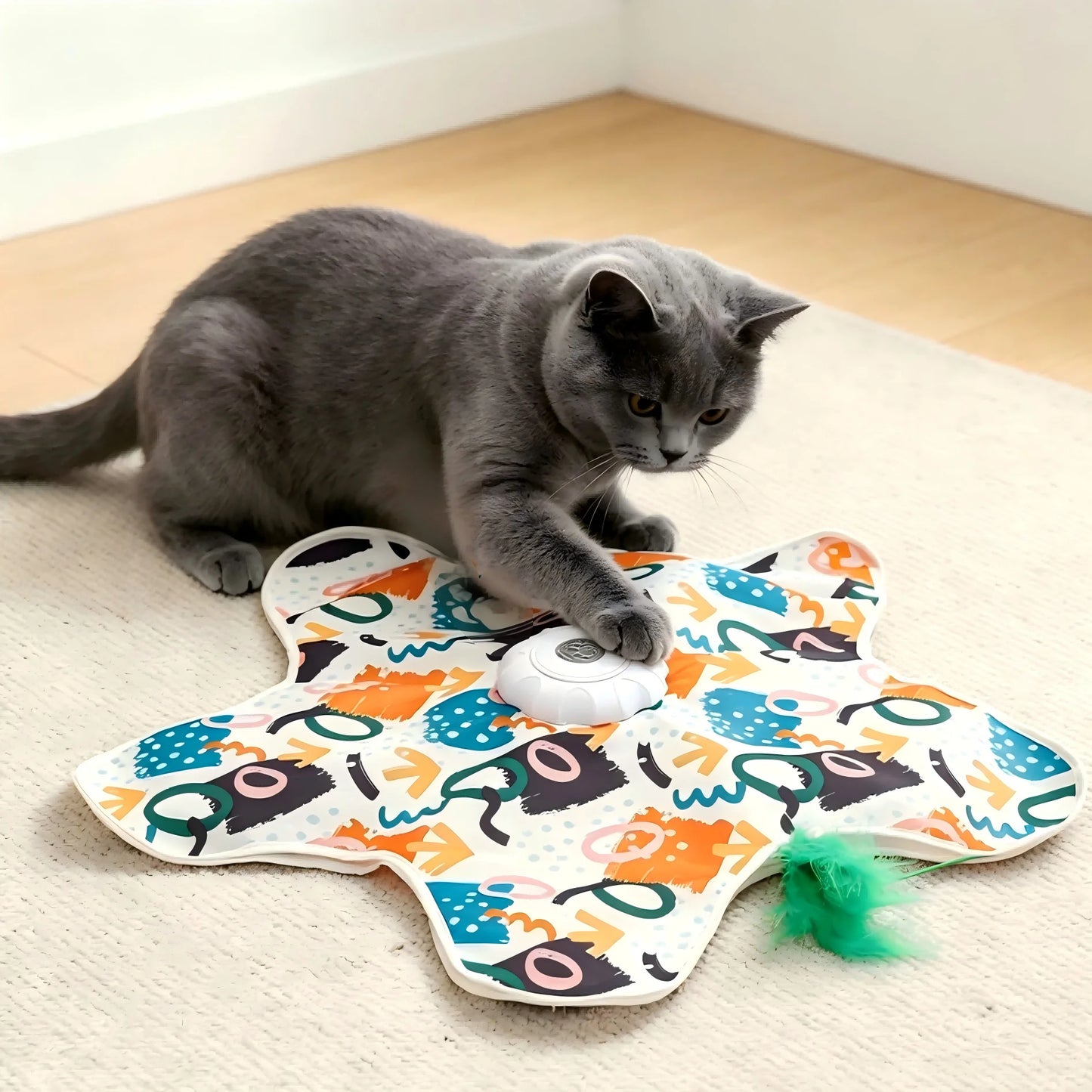 Automatic Interactive Cat Toy Hide And Seek Moving Feather Smart Sensor Durable Kitten Play Toy With Chirps For Bored Cats