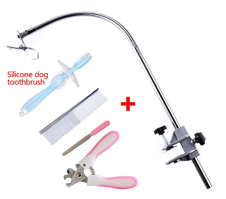 Dog Grooming Shelf Pets Bathing Beauty Hair Dryers Mounting Bracket Clip,360 Degree Adjusted Metal Hose,Stainless Steel Bracket