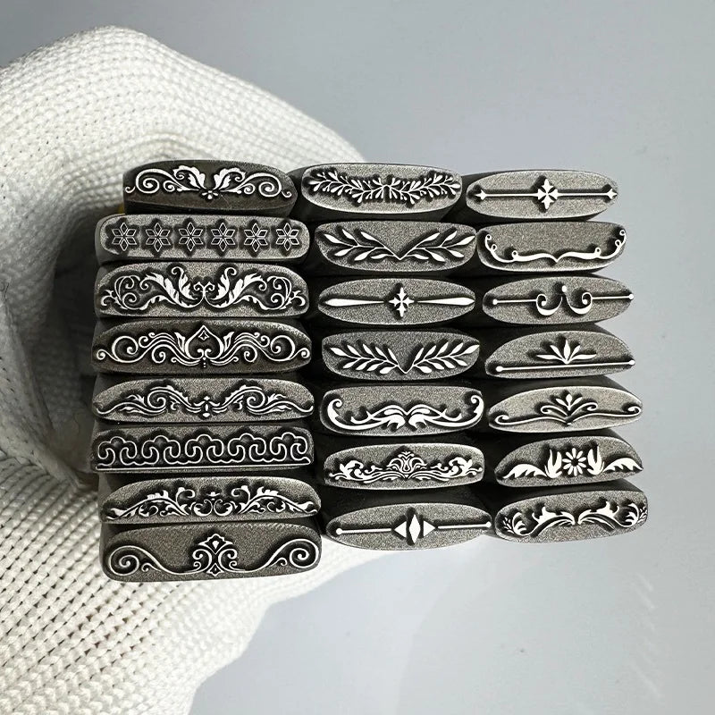 Jewelry Stamps Auspicious Pattern Jewelry Steel Stamps Gold and Silver Bracelet Engraving Dies Gold-Making Tools