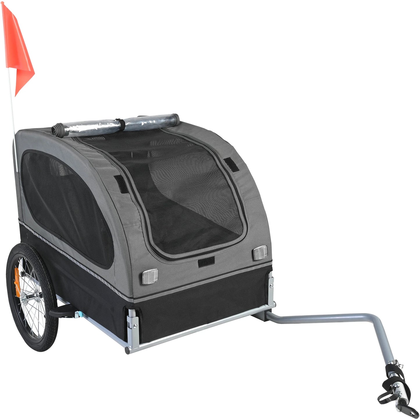 SucceBuy 88 lbs Dog Bike Trailer Pet Cart Bicycle Carrier with Wheels Coupler Reflectors Flag Collapsible to Store for Dogs