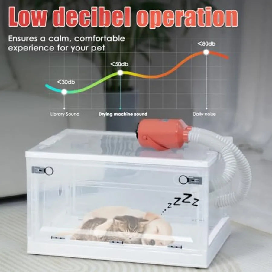 Automatic Pet Dryer Box for Cats and Small Dogs 85L Foldable Design with Timed Operation Noise Reduction Technology and Thermos