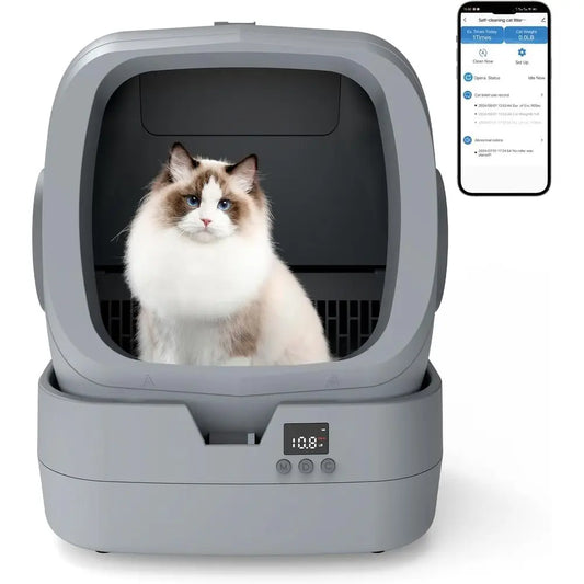 Automatic Cat Litter Box Sel Cleaning - APP Control - Weight Monitoring - Ultra-Quiet, Medium Cats and Kittens Litter Box, Sae A