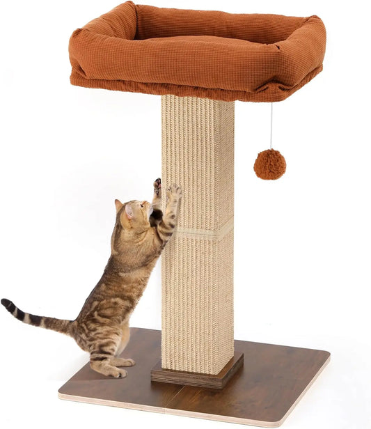 Cat Scratching Post, Retro-Style Tall Scratch Posts with Perch for Infoor Cats Adults, Large Cat