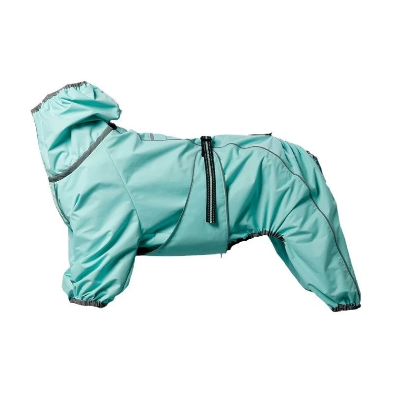 BXX Water‑Resistant Dog Four‑Legged Jumpsuit, Reflective Strap Warm Hooded Pet Windproof Jacket for Medium Large Dogs