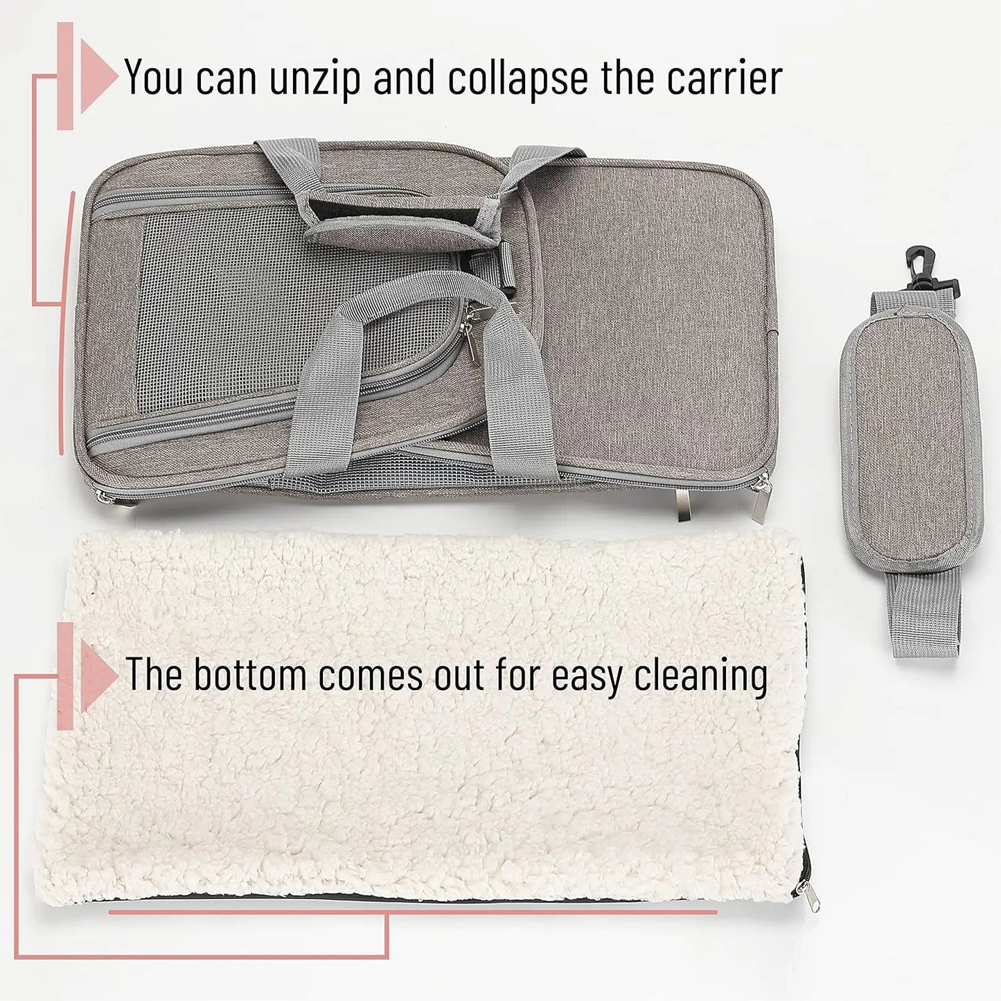 Pet Carrier for Small Cats & Dogs, 17.5x11.2x11.5in, Breathable Mesh Travel Bag with Shoulder Strap