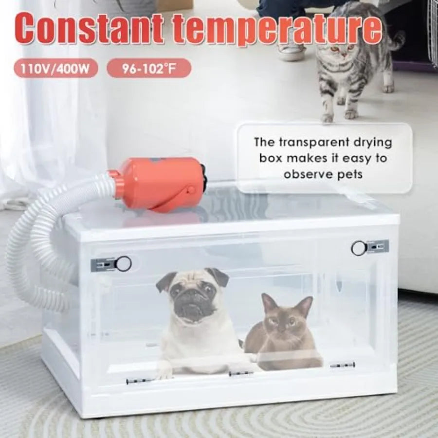 Automatic Pet Dryer Box for Cats and Small Dogs 85L Foldable Design with Timed Operation Noise Reduction Technology and Thermos