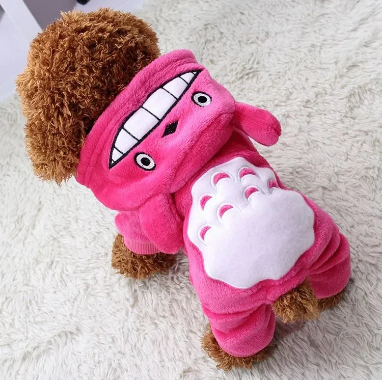 New Fluffy Warm Autumn Winter Four Legs Dog Cat Jumpsuit Cosplay Costume For Teddy Pomeranian Small Dogs Cats Pet Supplies