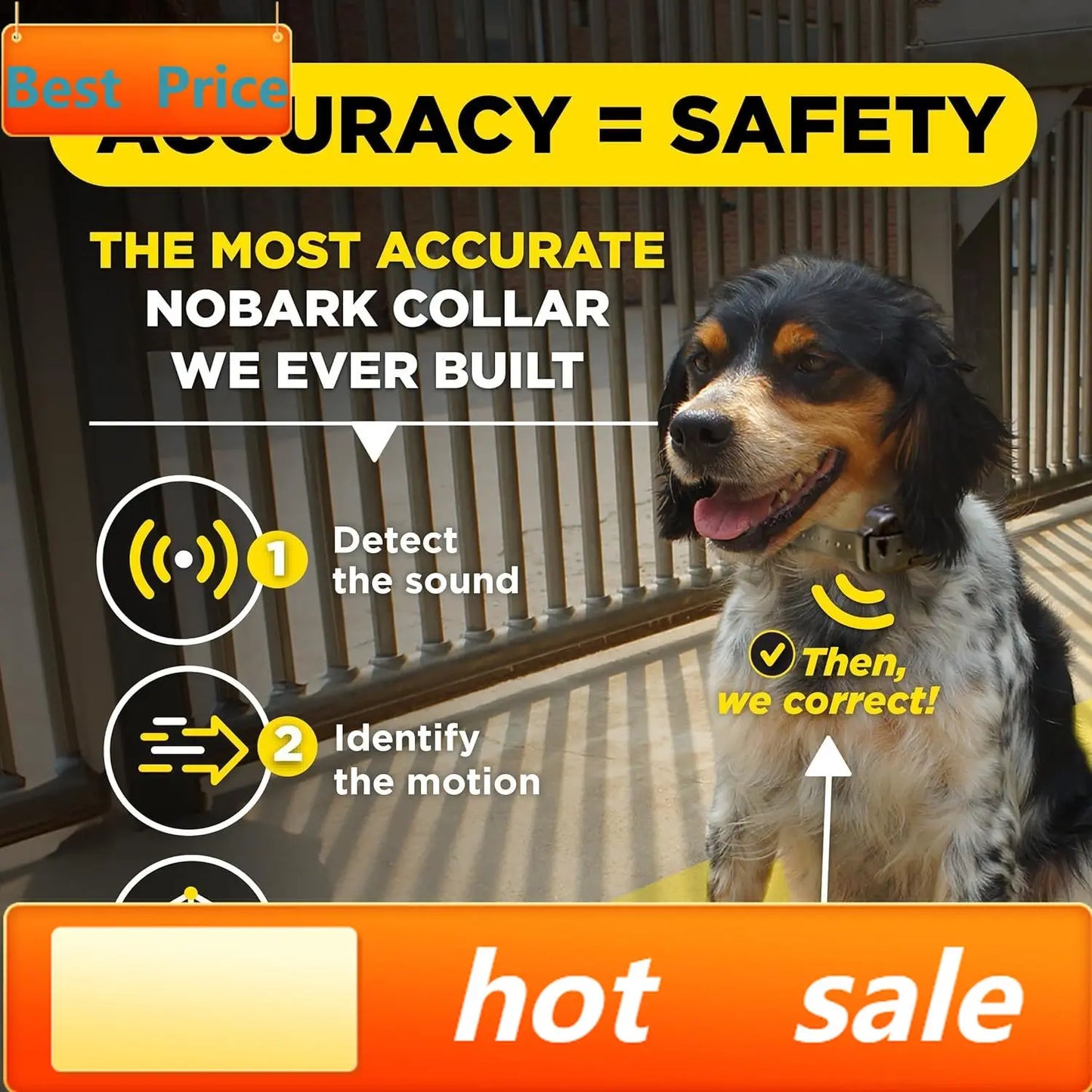 hot-sellingSmart NOBARK Detects Whining and Barking, 33 ft Range App for Notifications, E-Collar, Behavior Report, Waterproof IP