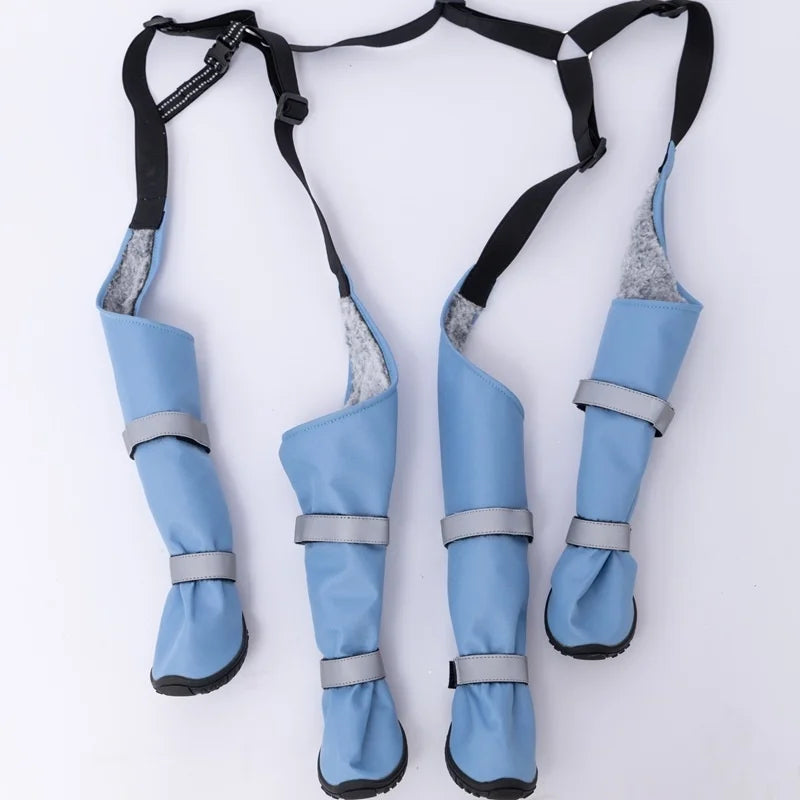 Waterproof Winter Dog Boots Warm Soft Sole Snow Shoes Reflective Outdoor Pet Paw Protectors Leg Covers For Medium Large Dogs