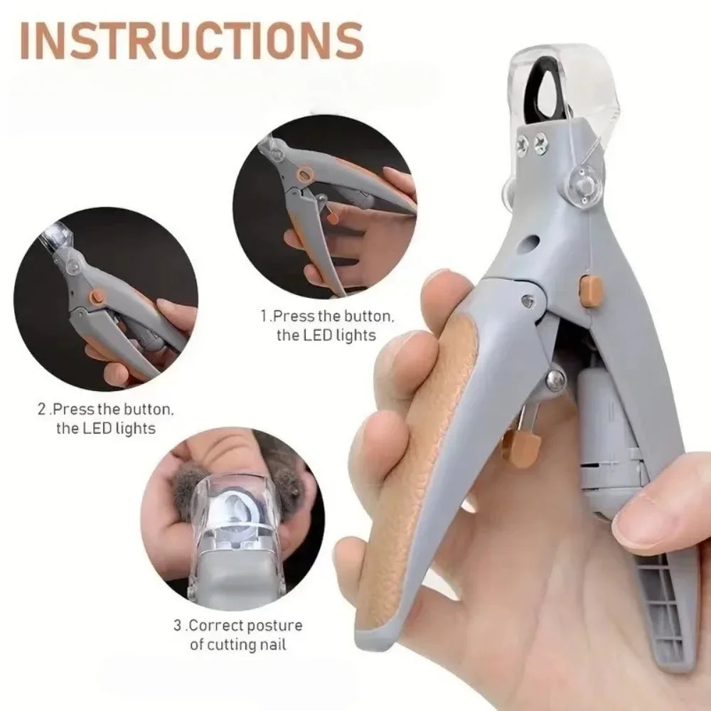 Professional Pet Metal Nail Clipper Scissors with LED Light Cat Dog Nail Clipper Tool Toeclaw Cutter for Pet Cleaning Supplies