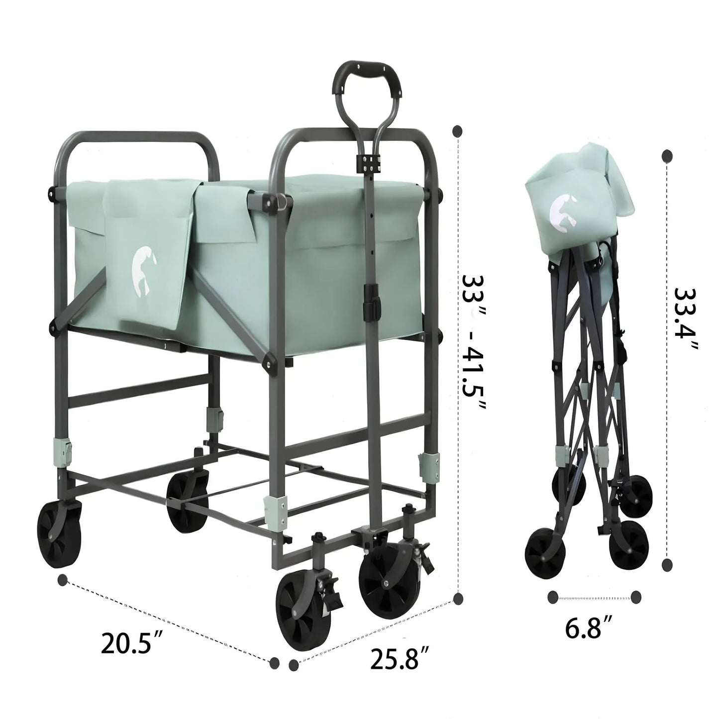 Folding Dog Bath Tub for Small & Medium Dogs , Portable Pet Washing Station with 4-Level Adjustable Height, 360° Swivel Wheels, Indoor/Outdoor Shower Grooming Cart