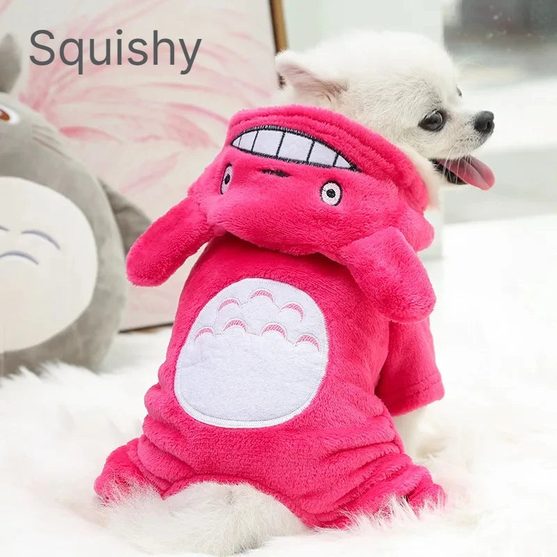 New Fluffy Warm Autumn Winter Four Legs Dog Cat Jumpsuit Cosplay Costume For Teddy Pomeranian Small Dogs Cats Pet Supplies