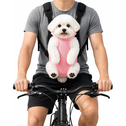 Pet Front Carrier for Small Dogs & Cats, Breathable Legs-Out Design for Cycling, Walking & Travel, Adjustable Hands-Free