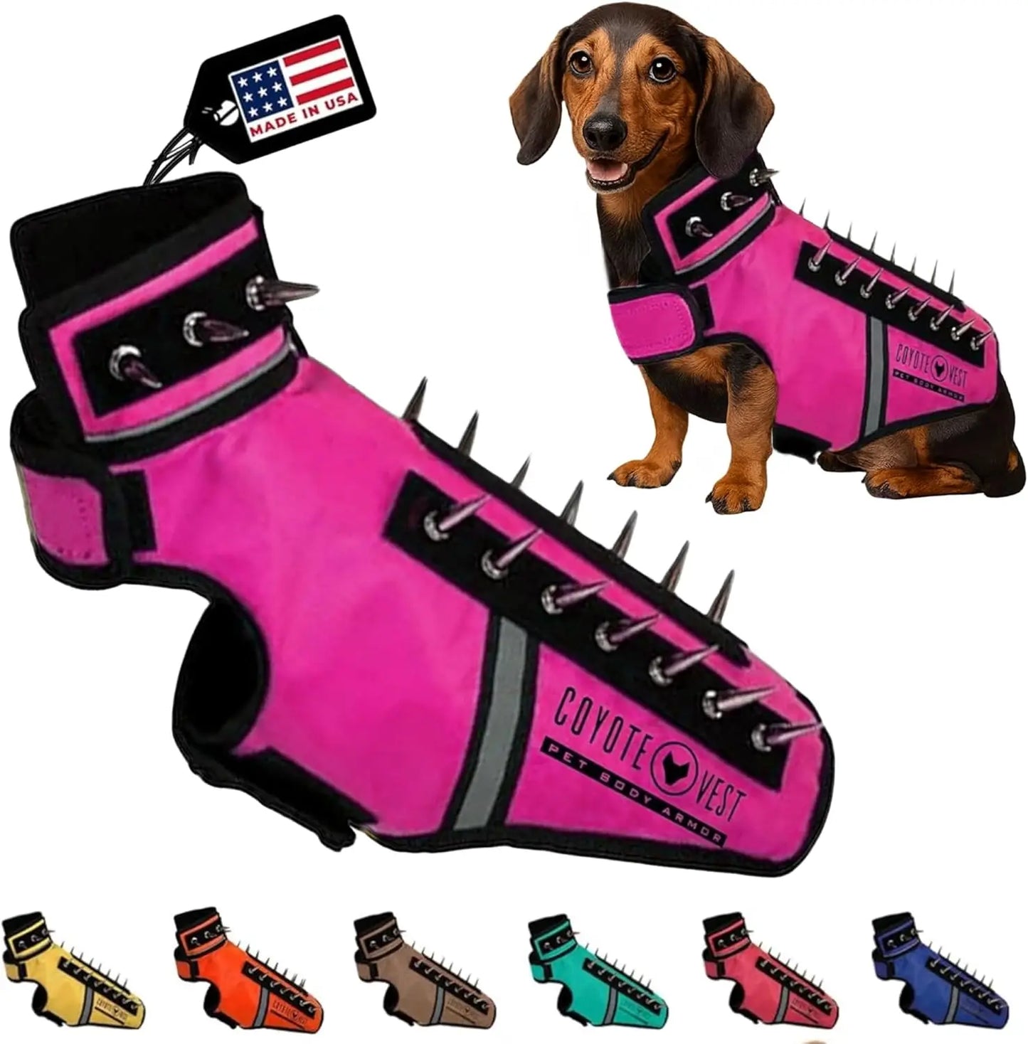 SpikeVest Dog Harness Vest for Small Dogs, Reflective Dog Vest with Spikes to Shield Your pet from Coyotes, Raptor and Animal At