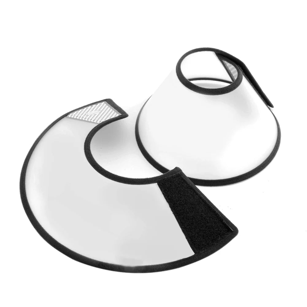 Plastic Dog Cone Collar Transparent Guard Collar Ring Anti-Bite Lick Pet Protective Shield Soft Edge for Small Medium Large Dog