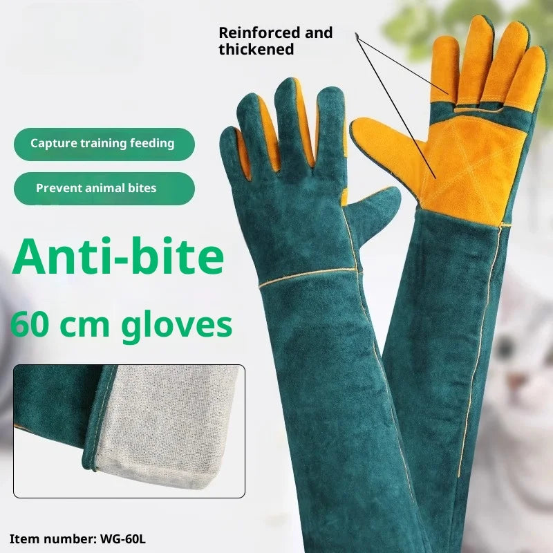 Pet Viper Anti-Bite Gloves Dog Training Anti-cat and Dog Scratch Gloves Anti-scratch Scratch Injury Thickened Extended Cowhide