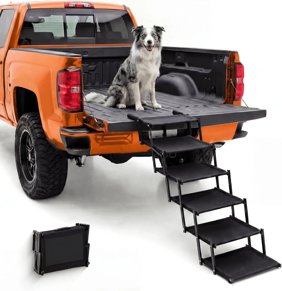 Extra Wide Foldable 6-Step Dog Stairs & Pet Ramp for Large Dogs, Cars, SUVs, Trucks, High Beds, Skid-Resistant Surface, Holds up to 250 lbs
