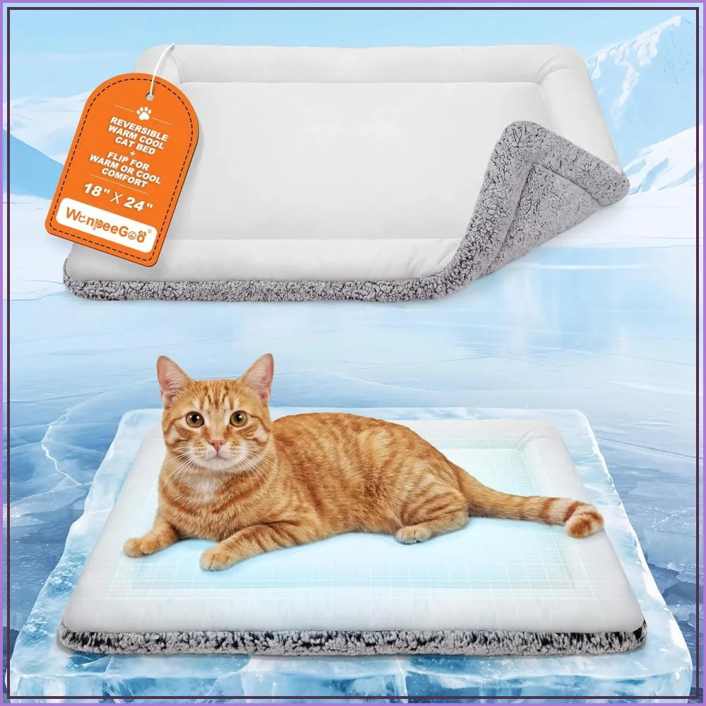 Reversible Cat Cooling & Warming Mat, 18x24, Gray, for Cats & Small Dogs, All-Season Comfort