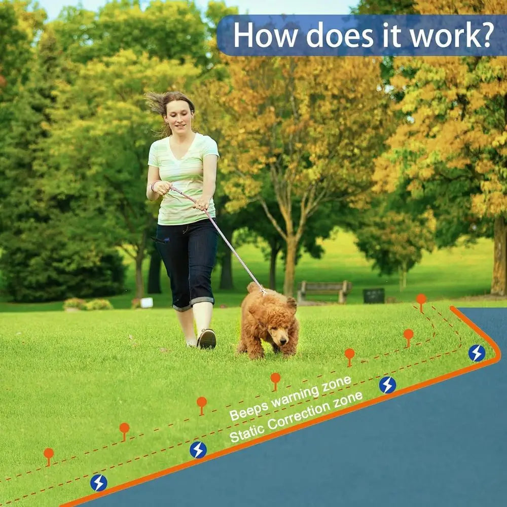 Dual Dog Underground Fencing System, Waterproof Electric Training Collar for Large Dogs, Wireless Dog Fence Kit