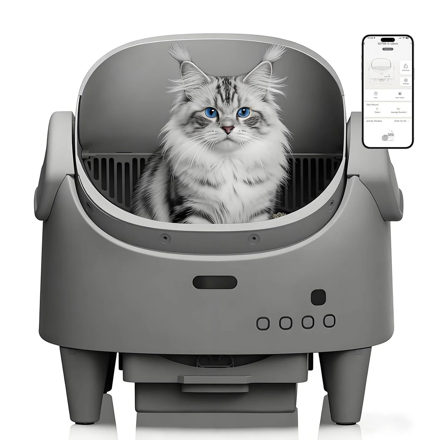 Smart Open Automatic Cat Litter Box 8L Self-Cleaning WiFi App Control Anti-Pinch Odor Removal Electric Pet Toilet