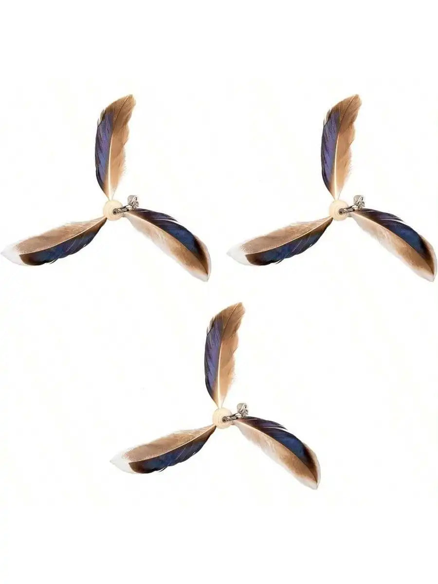 Interactive Feather Cat Toy With 3 Refills 29 Inch Flexible Wire Wooden Handle