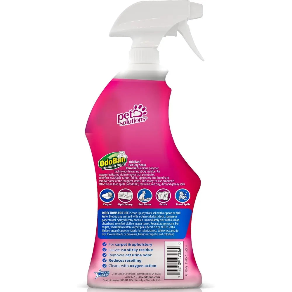 Pet Solutions Oxy Stain Remover, Pet Stain Eliminator, Made in the USA, 10-Pack, 32 Ounce Spray Each