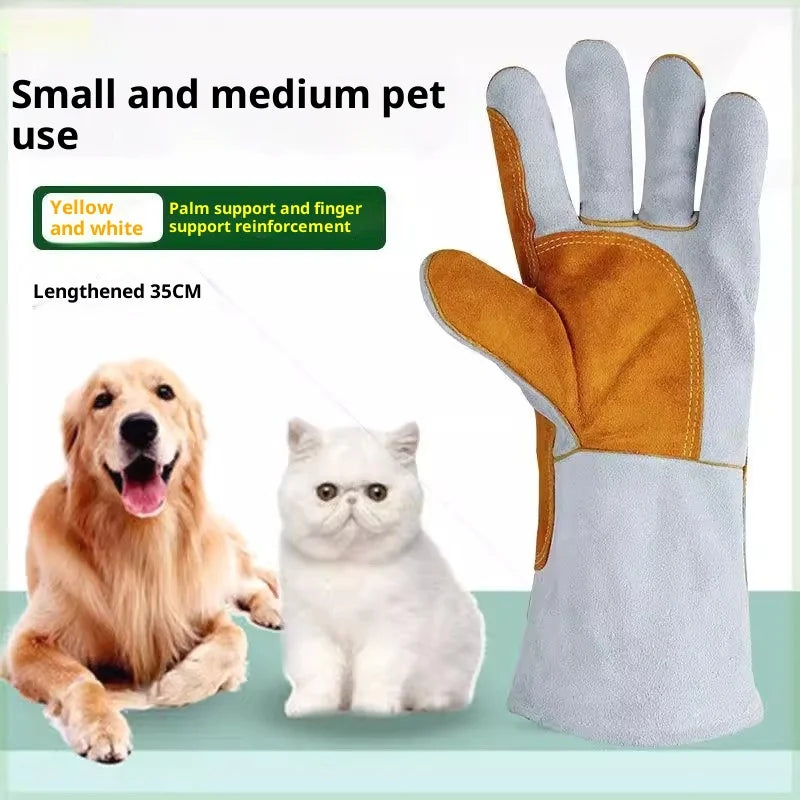 Pet Viper Anti-Bite Gloves Dog Training Anti-cat and Dog Scratch Gloves Anti-scratch Scratch Injury Thickened Extended Cowhide