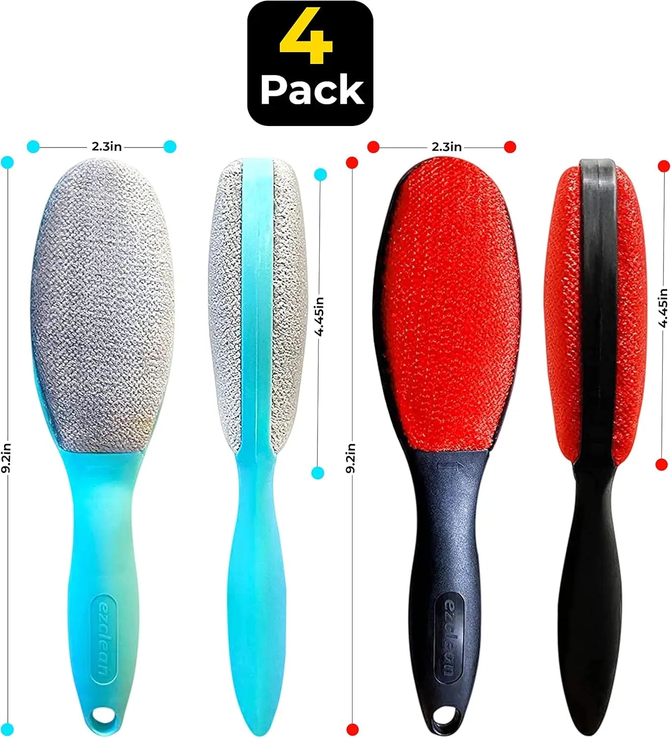 4-Pack Lint Brush Set for Clothes, Furniture & Pet Hair Removal - 2 Colors, Reusable Fabric Velvet Brushes