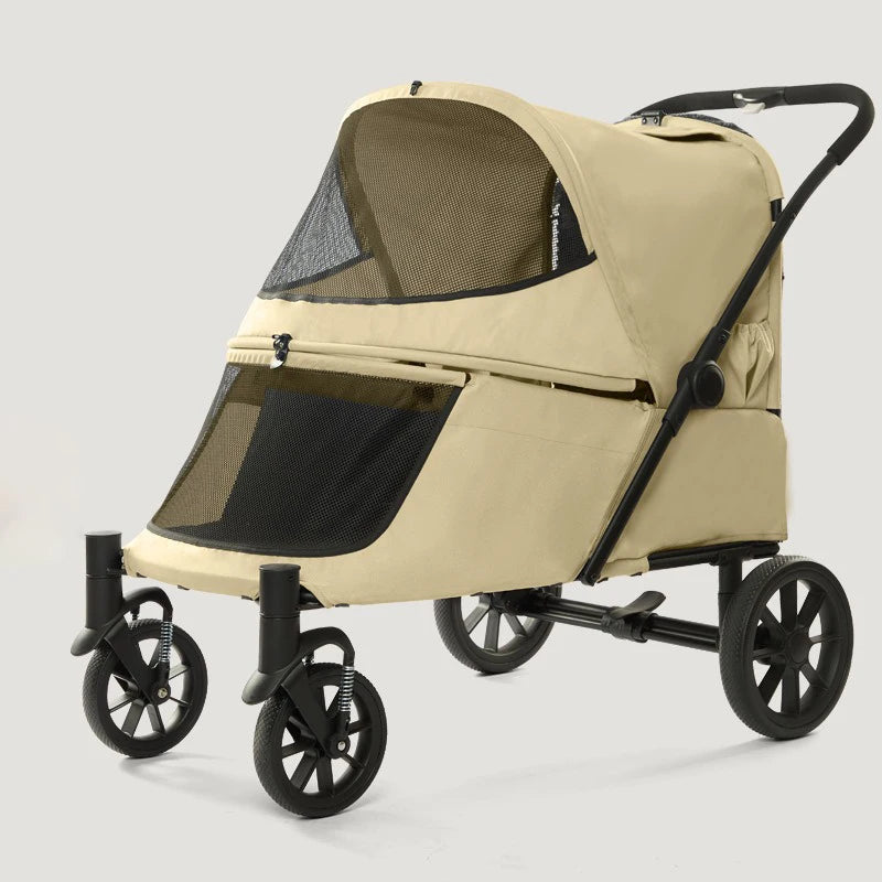Medium Large Dog Strollers with Climbing Ramp Foldable Pet Stroller Cat Luxury Designer Outdoor Dog Trolley Wheels Pets Supplies