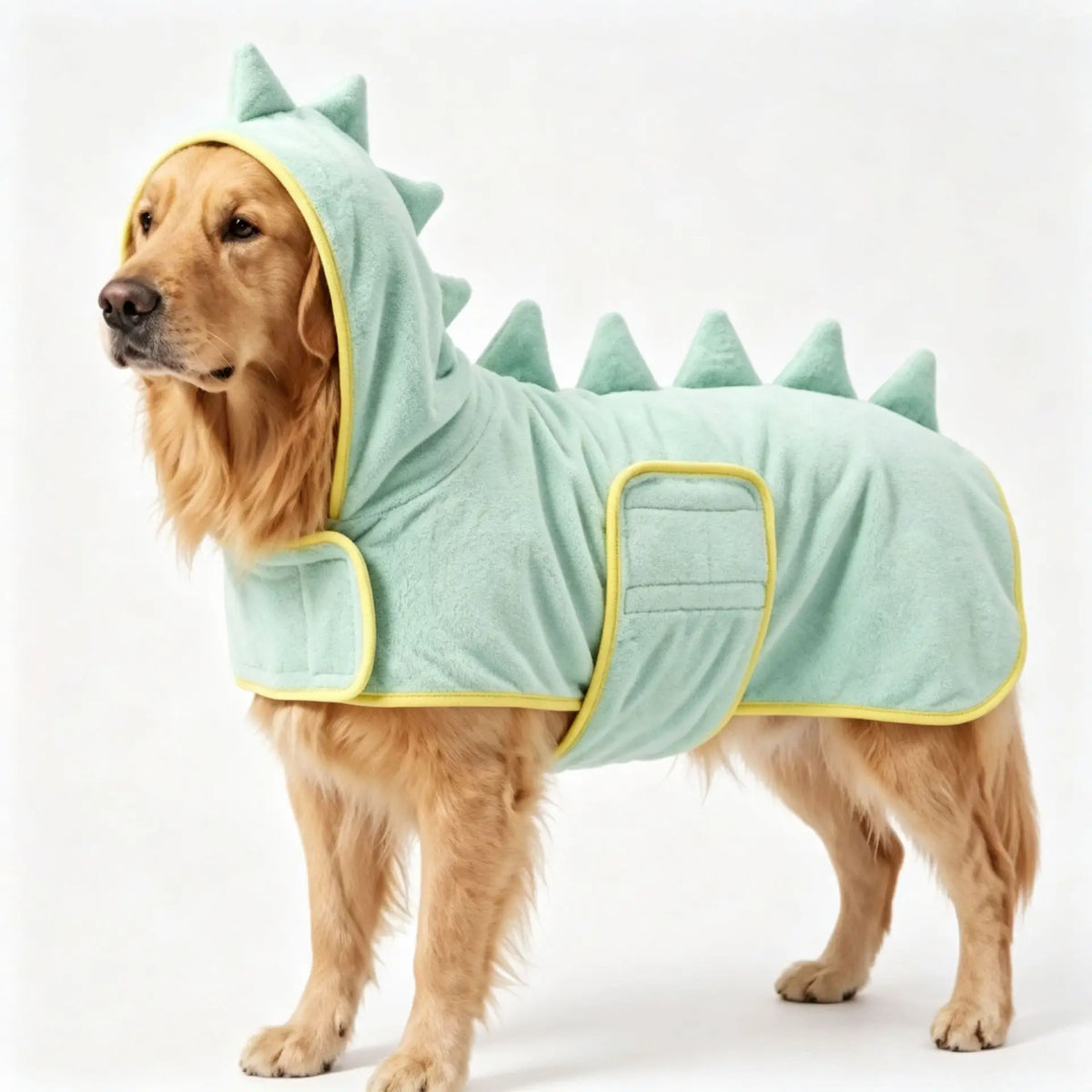 Cute Dinosaur Dog Bathrobe, Microfiber Water Absorbing Drying Coat, Wearable Pet Bathing Outfit for Puppy Grooming After Shower