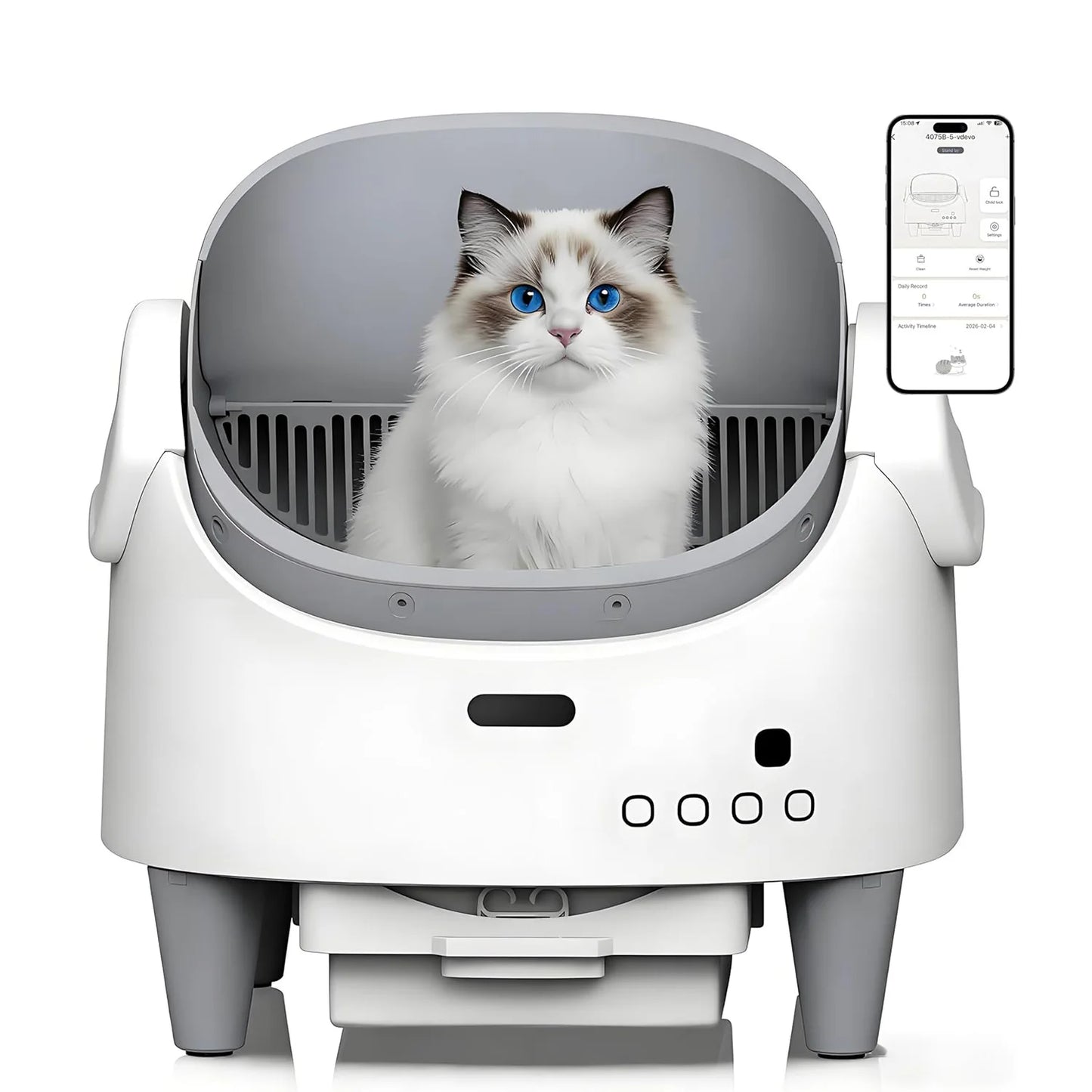 Smart Open Automatic Cat Litter Box 8L Self-Cleaning WiFi App Control Anti-Pinch Odor Removal Electric Pet Toilet