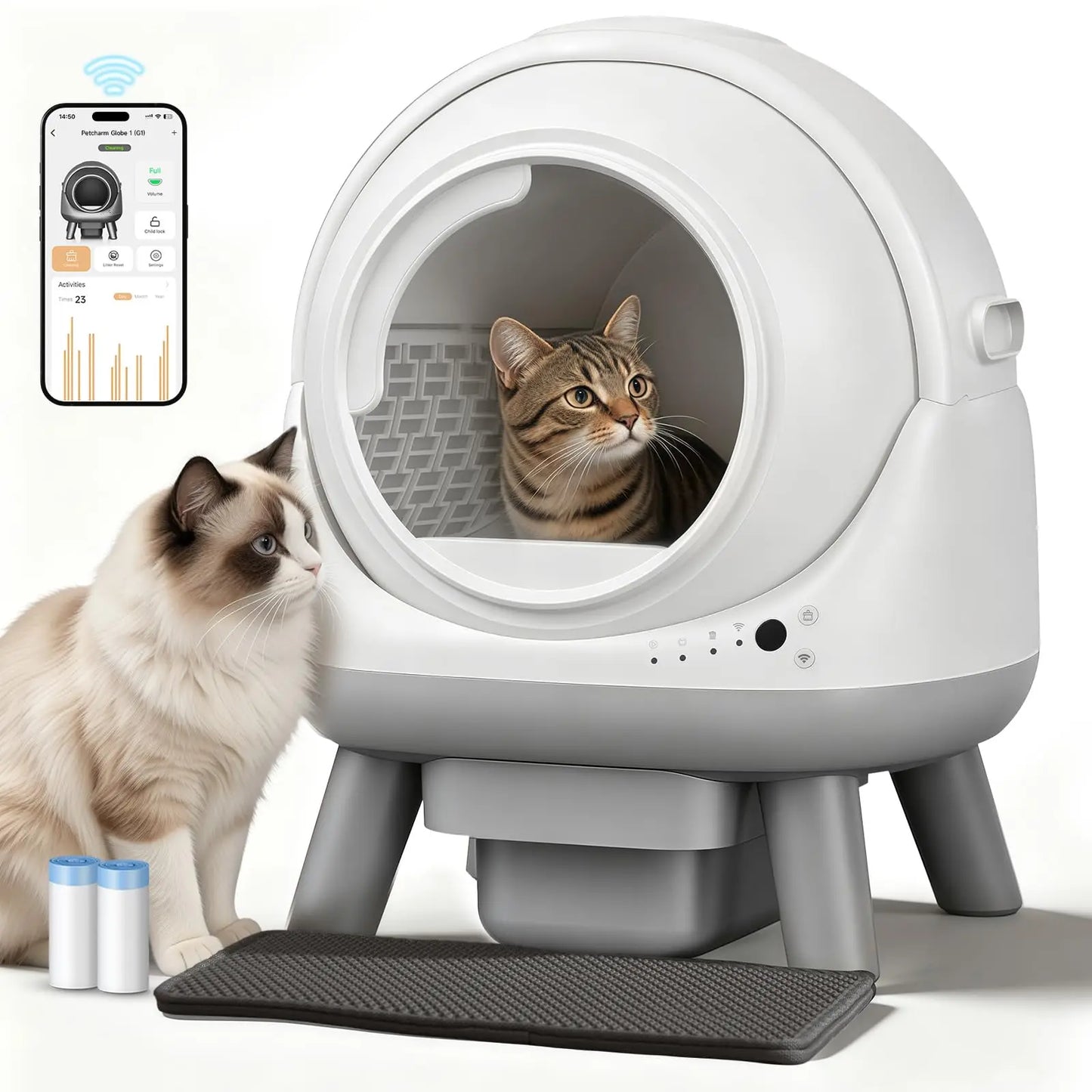 Automatic Litter Box with App Control, Self Cleaning Cat Litter Box Easy Clean Disassembly,Suitable for Medium Cats，Customized