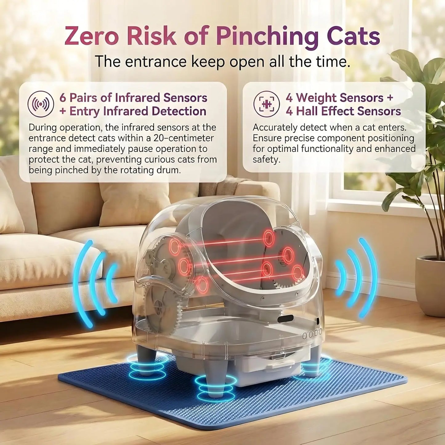 Smart Open Automatic Cat Litter Box 8L Self-Cleaning WiFi App Control Anti-Pinch Odor Removal Electric Pet Toilet