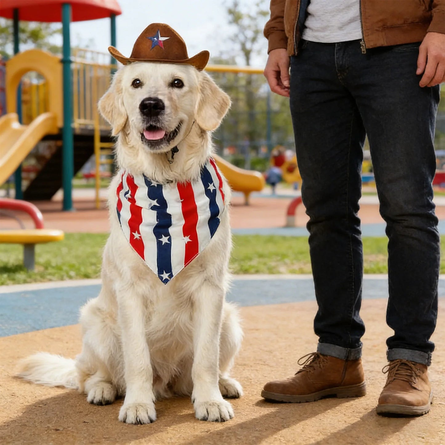 Dog Cowboy Hat 4th Of July Patriotic Themed Pet Headwear Adjustable Chin Strap Pet Costume Accessory Durable Pet Apparel