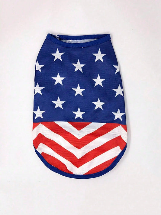 1pc Dog Usa Flag Print Tank Top Breathable Pet Vest For Puppy Cats Patriotic 4Th Of July Style Lightweight Quick Dry Dog Clothes