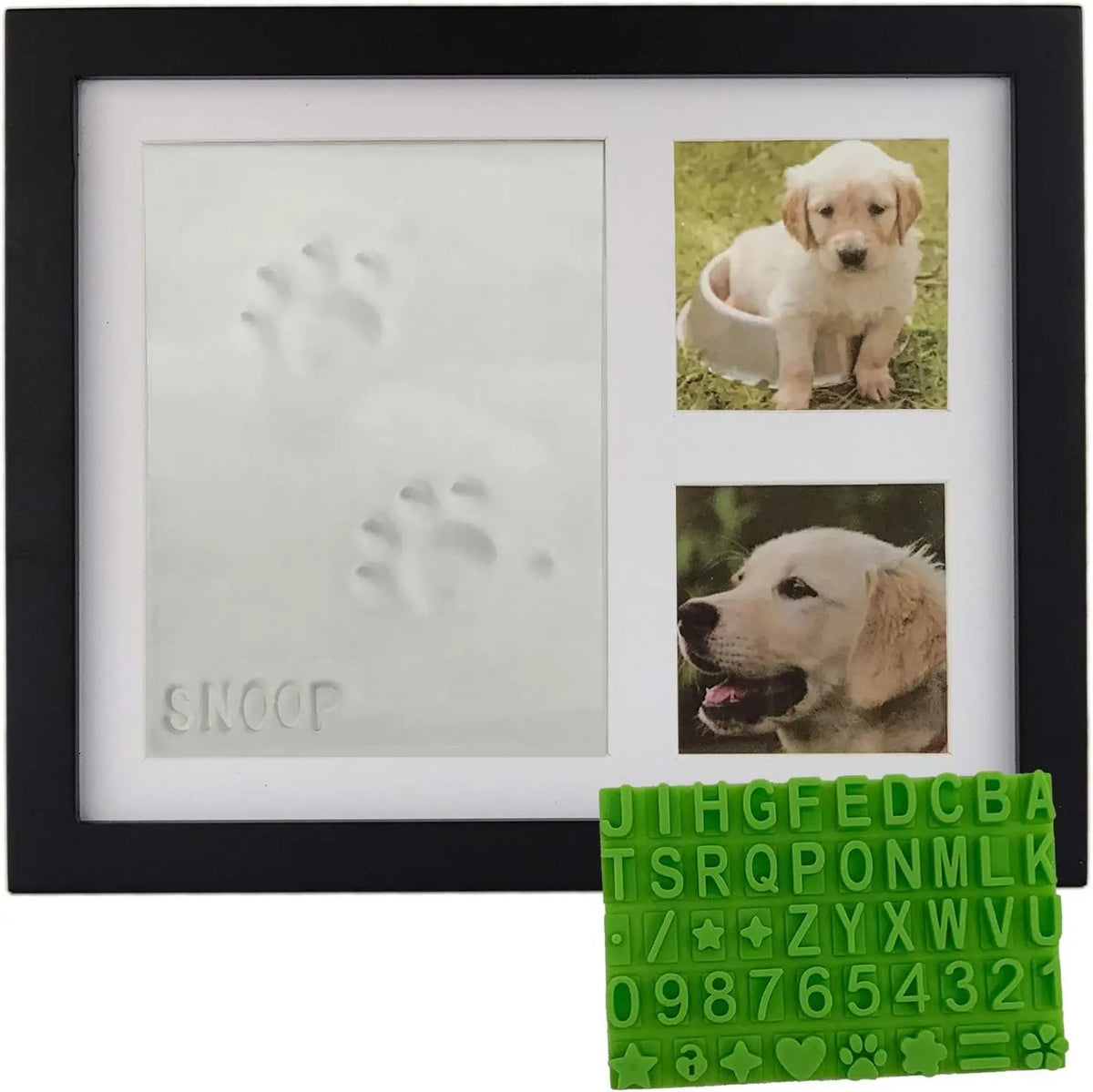 Pet Pawprint Keepsake Kit with Wood Frame, Heartfelt Gift for Pet Memorial (Black)