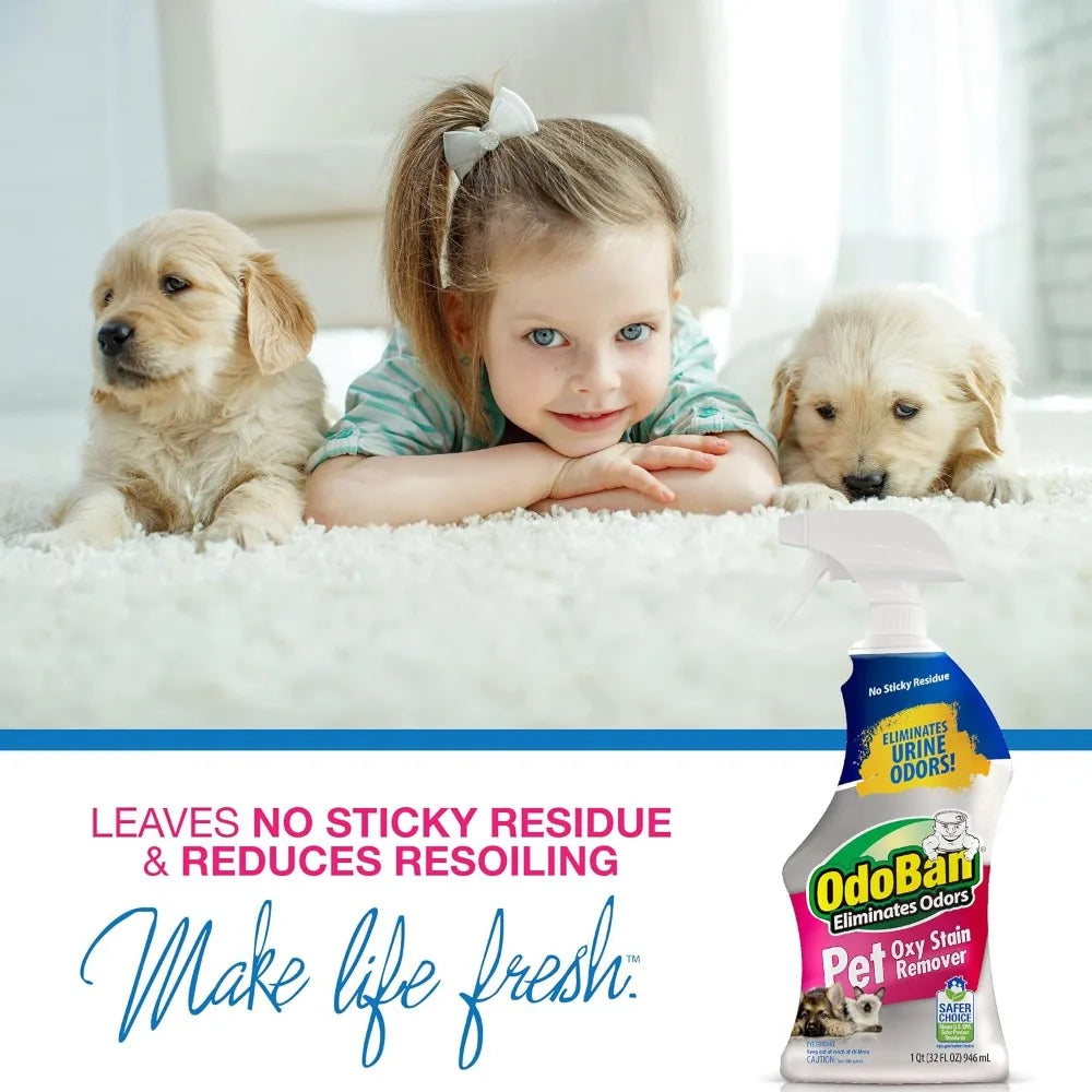 Pet Solutions Oxy Stain Remover, Pet Stain Eliminator, Made in the USA, 10-Pack, 32 Ounce Spray Each