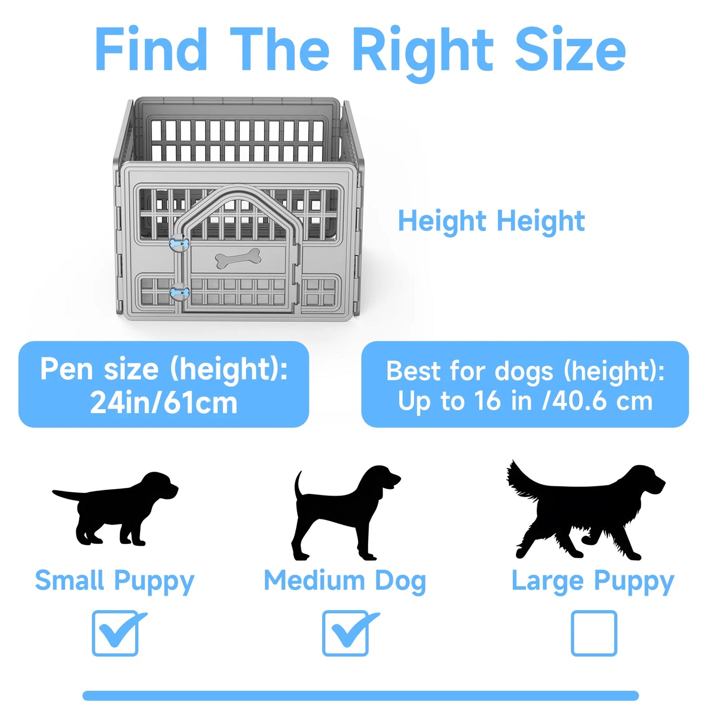 4 Panels Plastic Pet Playpen Indoor Outdoor Dog Fence, Foldable Puppy Exercise Pen for Small Medium Pets