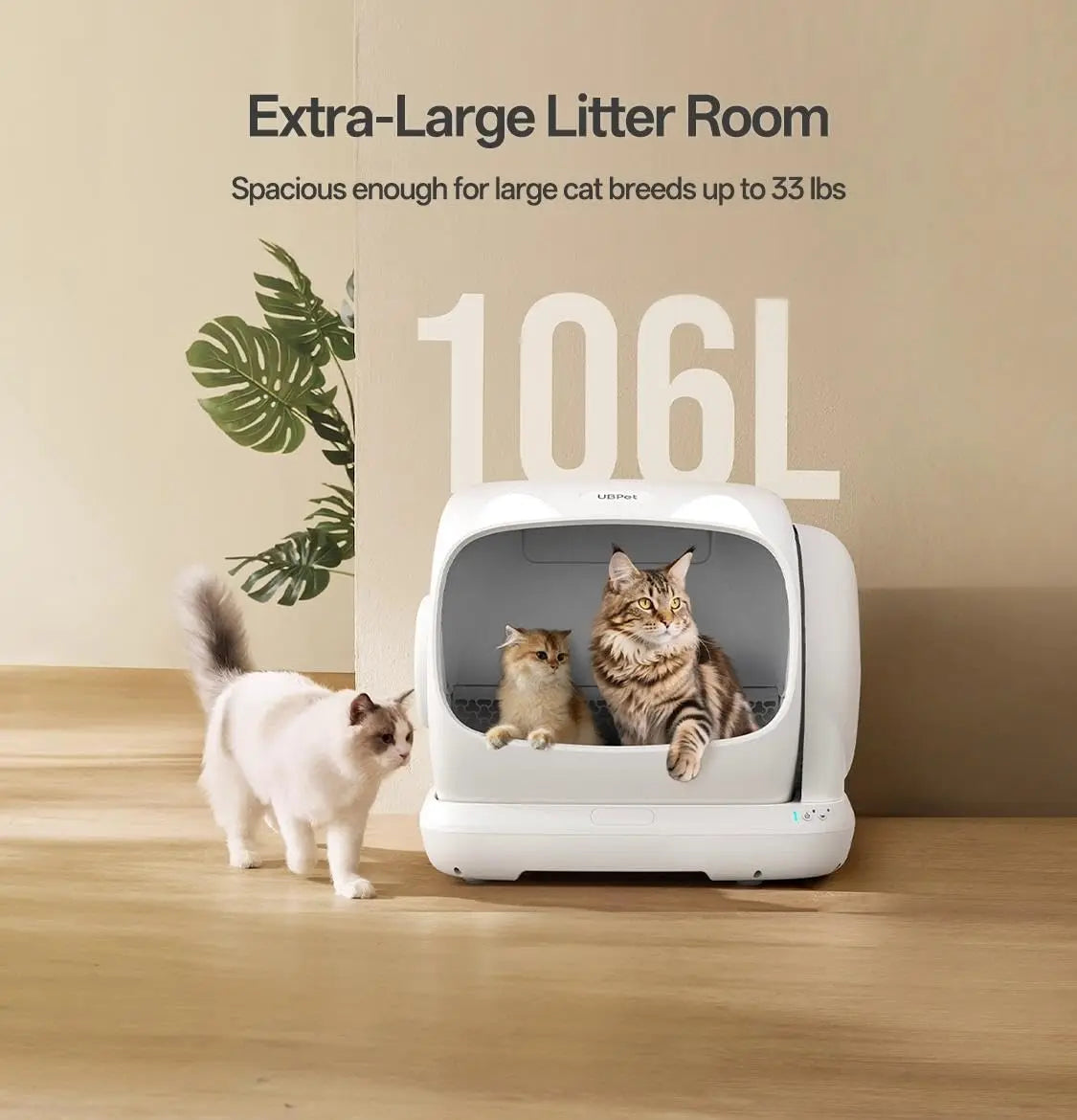 Self Cleaning Cat Litter Box, XXXL Automatic Litter Box for Multiple Cats, Weight Sensors Safety Protection, Smart APP, Custom