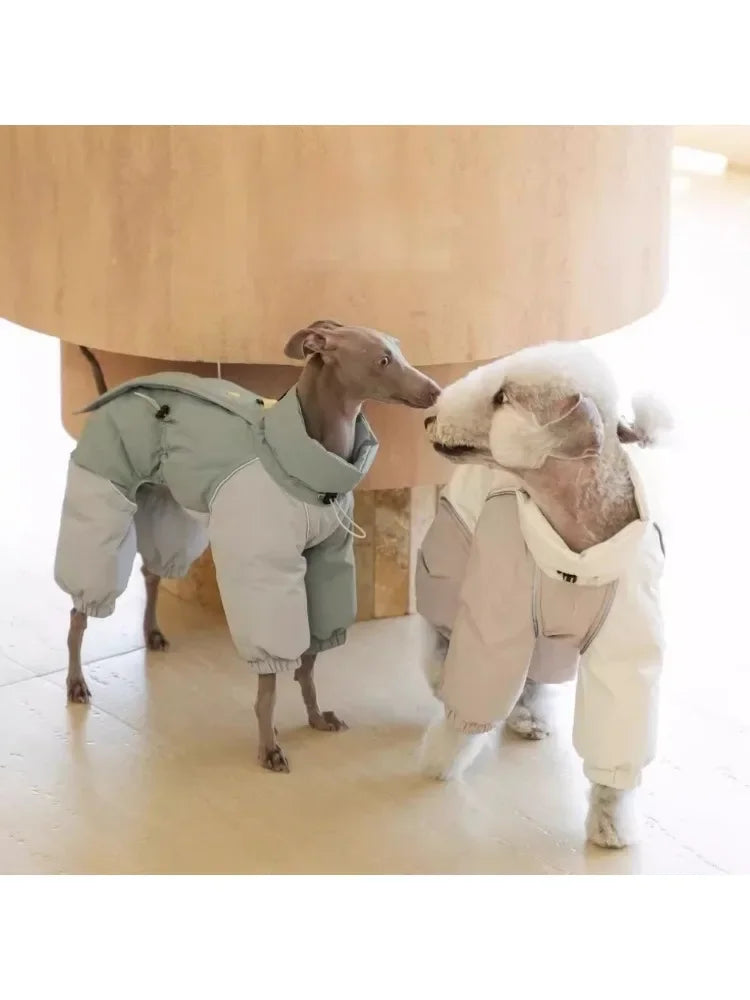 Thicken Dog Windproof Jackets,Warm Dogs Pajamas Jumpsuit,Winter Pet Clothes Greyhound Whippet Outfit,Cold Weather Puppy Rompers