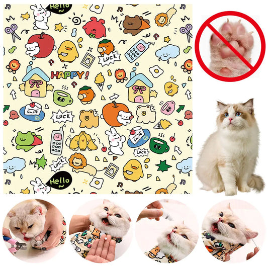 Cat Restraint Wrap Self-Adherent Cat Swaddle Burrito Wrap Anti-Bite Anti-Scratch Anti-Escape for Medicine Nail Clipping Pet Tool