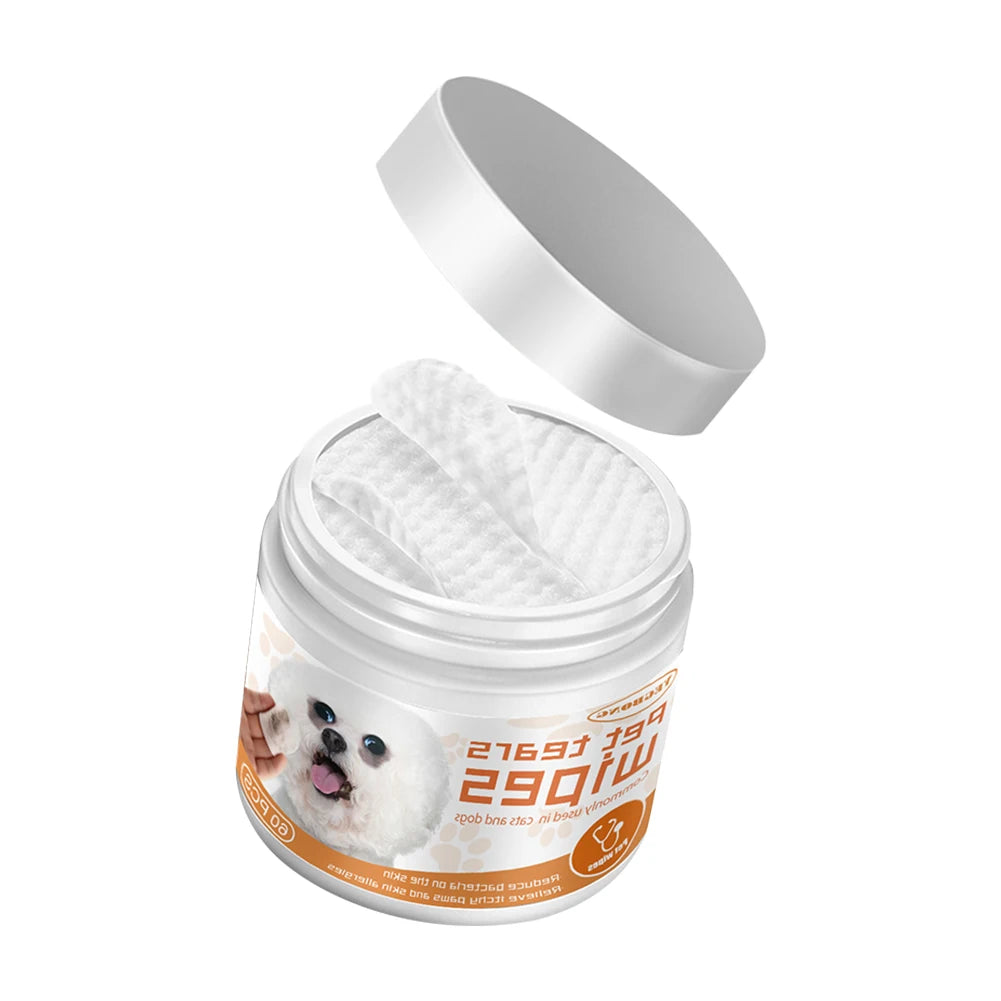 60pcs/set Wet Wipes Universal Disposable Non-woven Cleaning Wipes Ear Stain Remover Dog Wet Wipes Grooming Tools Pet Accessories