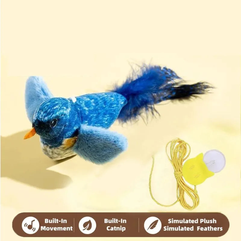 Interactive Chirping Bird Cat Toy | 1pc Hanging Bite-Resistant Feather Toy Realistic Sound Cat Teaser for Kittens Indoor Play