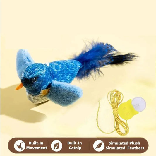 Interactive Chirping Bird Cat Toy | 1pc Hanging Bite-Resistant Feather Toy Realistic Sound Cat Teaser for Kittens Indoor Play